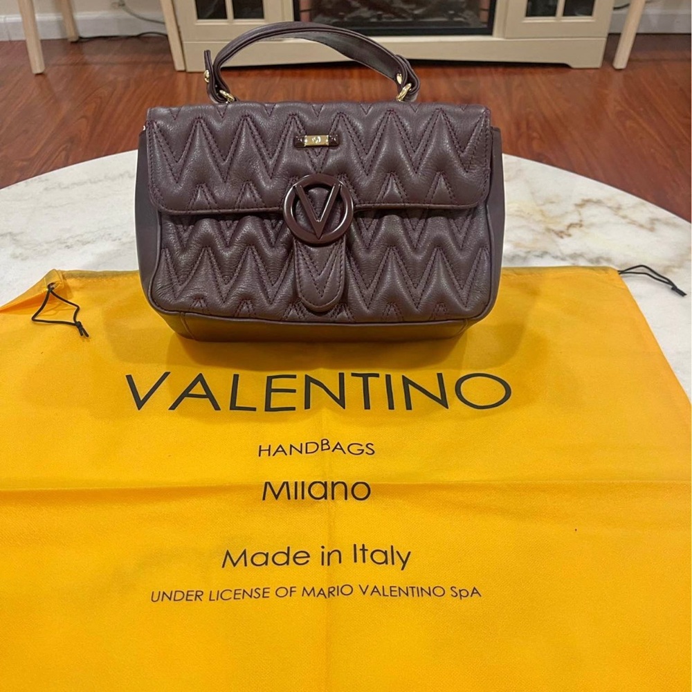 Valentino by Mario Valentino Antoinette D Plate Leather Shoulder Bag In Purple